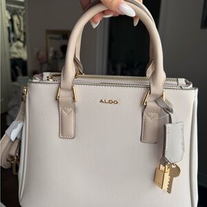 Aldo Beige Satchel with Gold Details